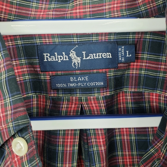 Ralph Lauren Mens Plaid Button Down Blake 100% Two Ply Cotton Size Large Red - Picture 3 of 7